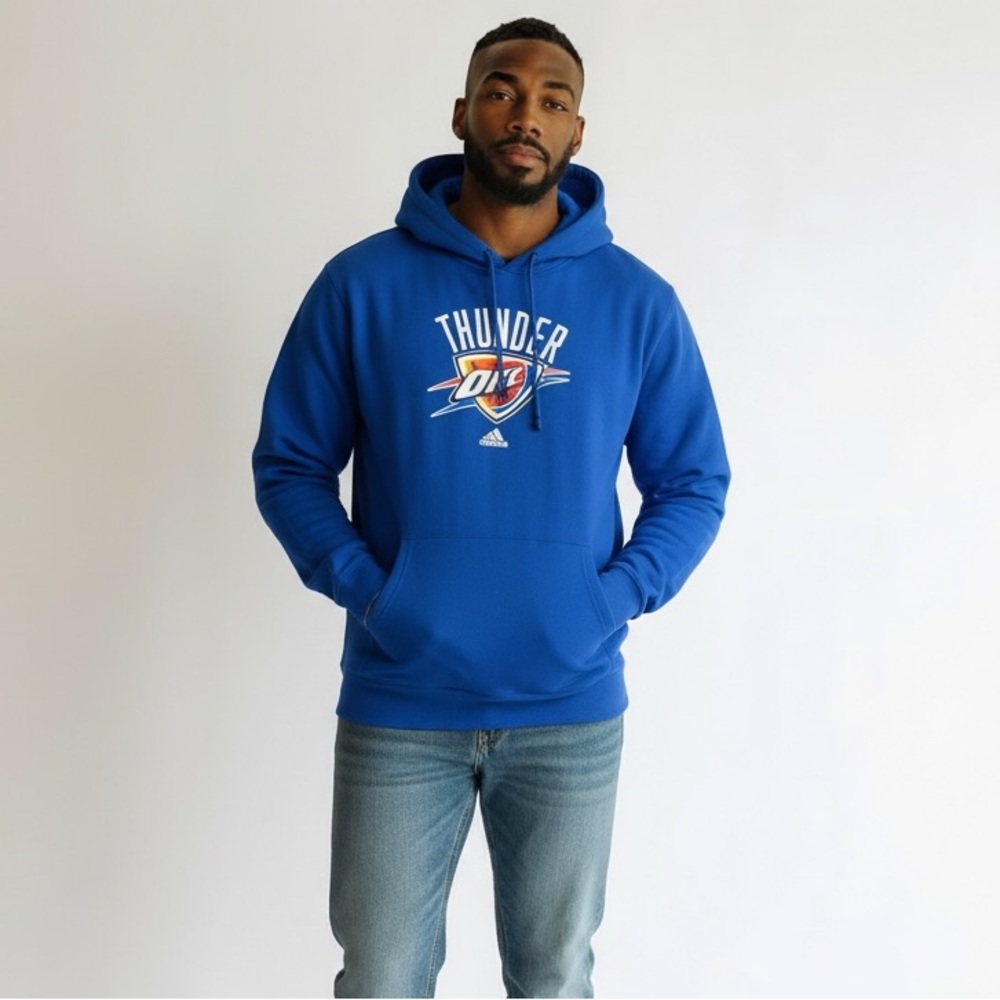 Adidas OKC Thunder Hoodie Blue NBA Pullover Sweatshirt Men’s XL Basketball